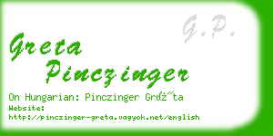 greta pinczinger business card